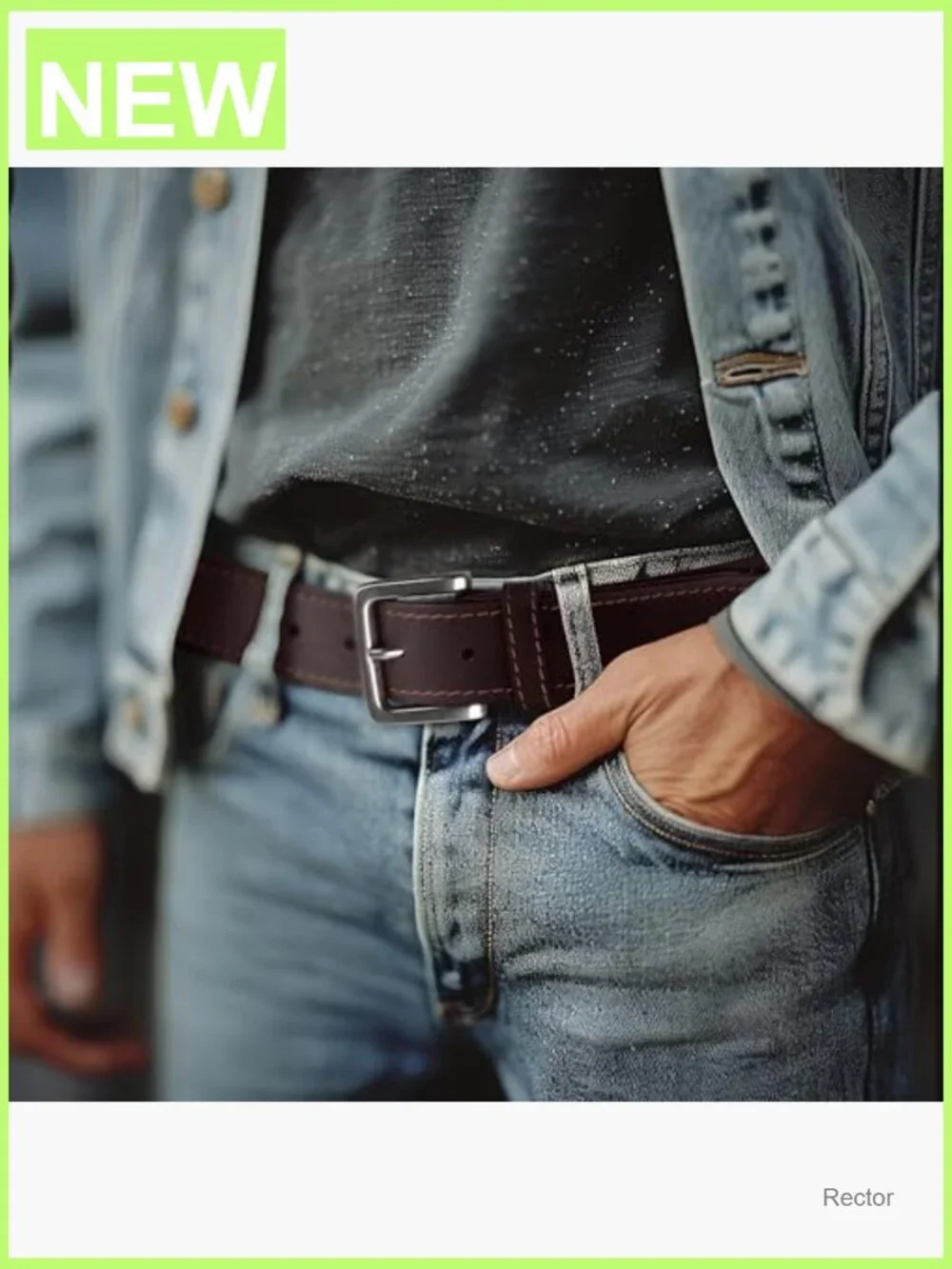 Men's Leather Casual Belt with Metal Buckle for Jeans